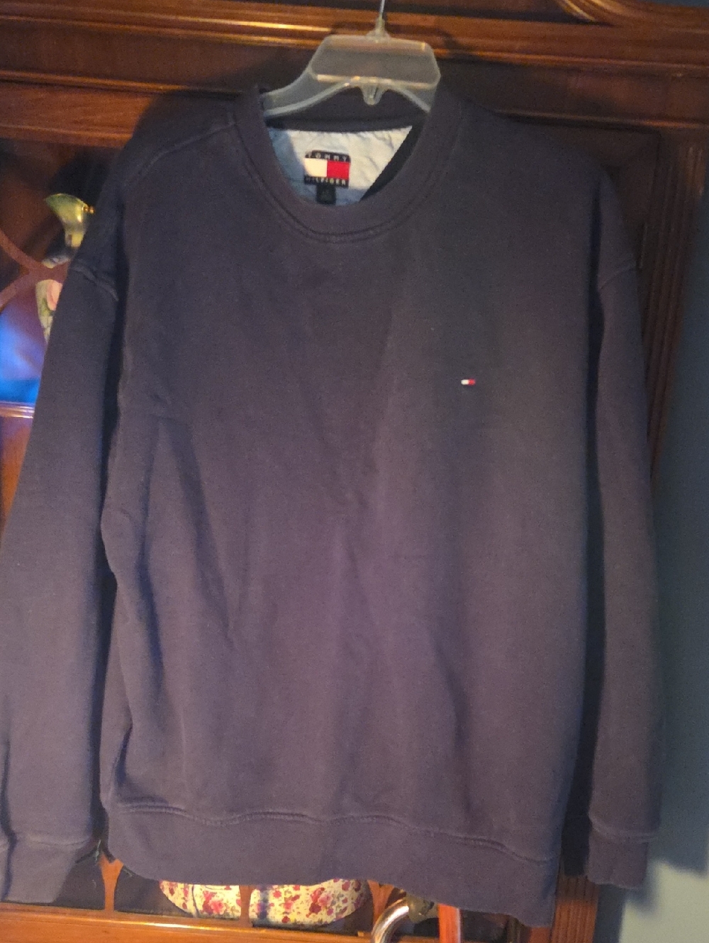 Tommy Hilfiger Navy Crewneck Sweatshirt with Flag Logo